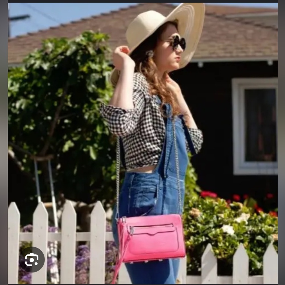 REBECCA MINKOFF Avery Crossbody Purse Bag Hot Pink Gold